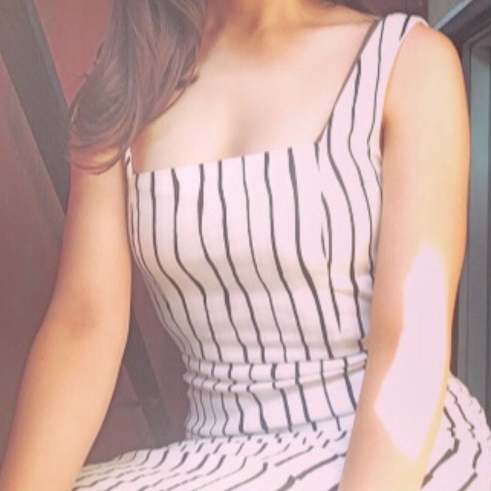 Century 21 white pinstripe dress